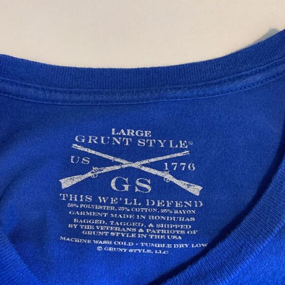 Grunt Style T Shirt Women L Large Blue Messy Buns & Guns Short Sleeve Crew Tee - Picture 7 of 9